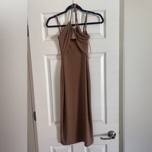 Abercrombie & Fitch XSMALL P Brown cross halter dress